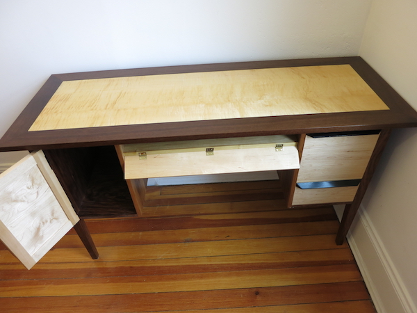 Picture of desk with open doors